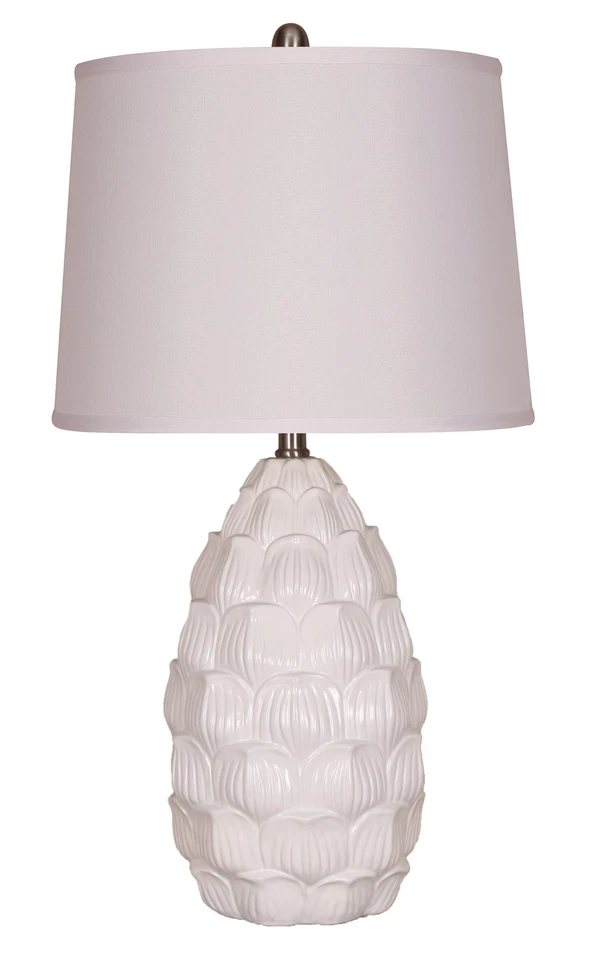Elegant Designs Lt3215-wht Resin Fabric Shade Table Lamp White