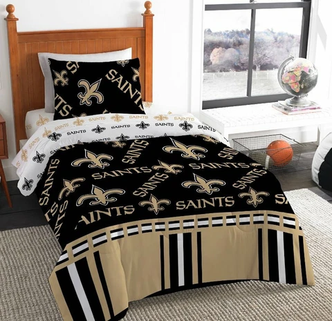 New Orleans Saints NFL Rotary Twin Bed in a Bag Set Cover