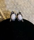 Sterling Silver PINK OPAL Cabachon Stud Earrings, 1/2", Oxidized Beadwork, NEW
