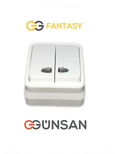Fantasy Beleuchtet Doppelschalter Aufputz Weiß Gunsan Ein- Ausschalter 10A 250V - Bild 1 von 1