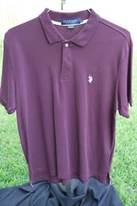 Men's Polo / Golf Shirt Large U.S. POLO ASSN Luxury Feel Burgundy L Short Sleeve - Picture 1 of 3