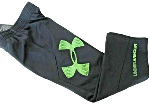 UNDER ARMOUR Kids size 4 Gray/Volt Logo Fleece Backing Sweatpants FREE SHIPPING - Picture 1 of 7