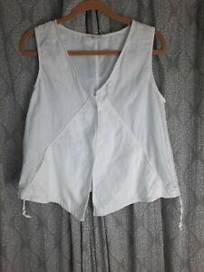 Eileen Fisher Medium Vest Linen White Adjustable Hem Snap Closure