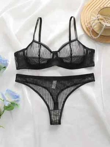 Res Ipsa Loquitur Melbourne - French Style 2 Piece Lingerie Set - Black - Medium - Picture 1 of 6