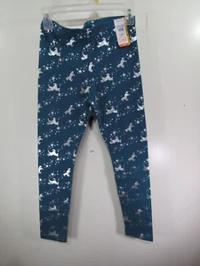 New Wonder Nation Girls Legging Size L 10 12 Plus Teal Silver Unicorn Stars - Picture 1 of 4