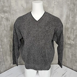 Vintage Pronto Uomo Herren L V-Ausschnitt weicher Rippstrick Pullover Pulli Langarm - Bild 1 von 7