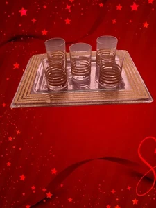 Vintage Glass Tray With Shot Glasses - Picture 1 of 2