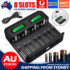 8 Slots Smart Battery Charger For AA AAA C D Size Rechargeable Batteries USB OZ - Picture 1 of 9