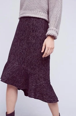 NWT ANTHROPOLOGIE Dark Blue Tweed Trumpet Skirt by Ro & De Size M  - Image 1 of 4