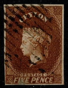 Ceylon 1857 5d Chestnut SG5 4m Light Cancel Fine Used Cat. £150.00 - Picture 1 of 1