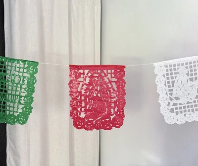 Virgen De Guadalupe Papel Picado Banners 3PACK Plastic Tricolor. - Image 1 of 4