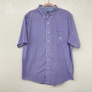 CHAPS Gr. XL lila kariert Baumwolle Knopfleiste Hemd Kurzarm pflegeleicht - Bild 1 von 7