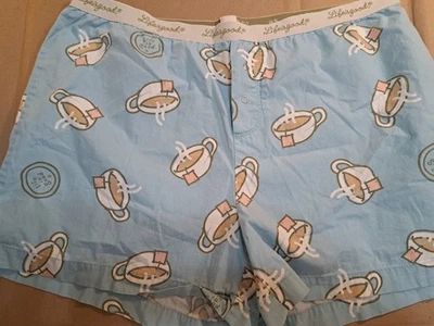 Life Is Good Womens Large Boxer Shorts. Light Blue Coffee Design  - Image 1 of 4