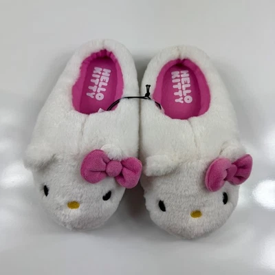 Zapatillas de casa de felpa Hello Kitty Sanrio talla 5-6 blanco rosa Kawaii pastel nuevas con etiquetas Foto 1 de 4