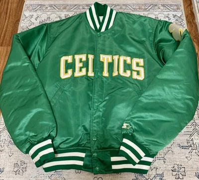 Chaqueta De Colección Boston Celtics Starter XL 80s 90s Verde Satinado Bombardero Hombre’s NBA Foto 1 de 4