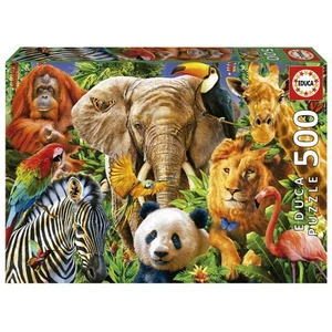 Educa - Puzzle de 500 Piezas para Adultos Collage Animales Salvajes. Incluye P - Imagen 1 de 8
