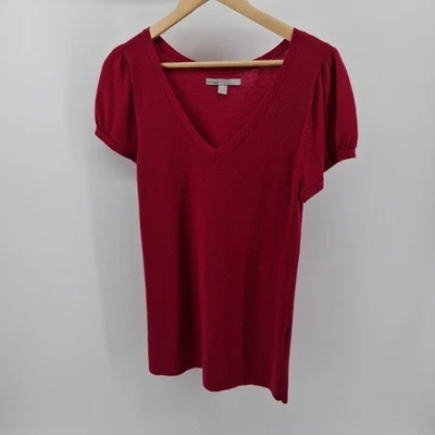 Old Navy Womens XL Red Wool Blend Puff Sleeve Knit Top Careercore Preppy - Image 1 of 4
