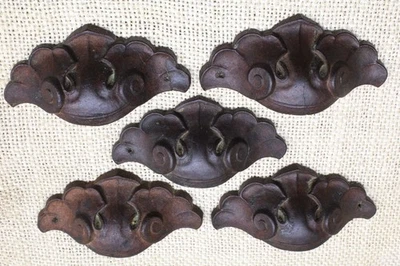 5 Old Dresser Chest Of Drawer Bin Pull 2 5/8” Handle 1870’s Furniture Wood Fiber - Image 1 of 4