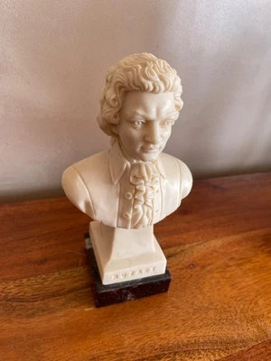 17 Cm BUSTE DE  MOZART EN RESINE  & SOCLE EN MARBRE - Photo 1/4