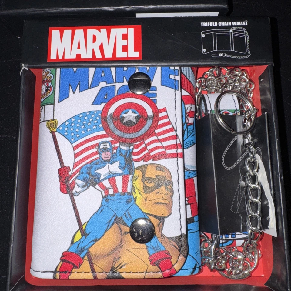 Marvel Comics Men's Trifold Chain Wallet - Captain America! Brand New With Box - Image 1 of 2