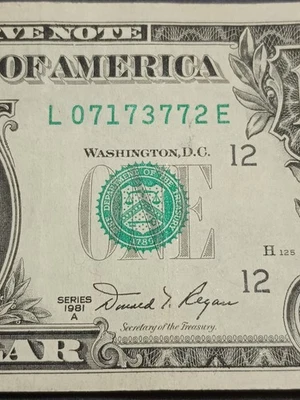 1981A $1 L SAN FRANCISCO BEP L-E BLOCK OLD SCHOOL NOTE ((L07173772E) - Image 1 of 4