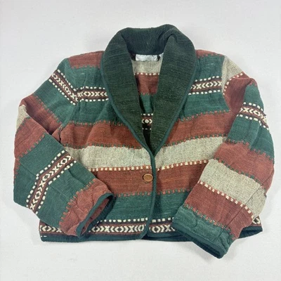 Cárdigan chaqueta manta vintage para mujer cuello capucha L textura suroeste Foto 1 de 4