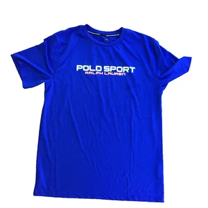 Polo Ralph Lauren Shirt Crew Neck Sz XL (18-20) Youth Polyester Blue Performance - Picture 1 of 6