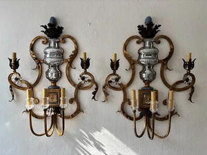 ~ Monumental Maison Bagues Blue & Gold Crystal Flowers Huge French Sconces, c19~ - Picture 1 of 14