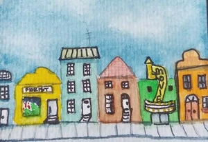 Retha Russell Martin - Olde Town Funk - ACEO Original - Bild 1 von 1