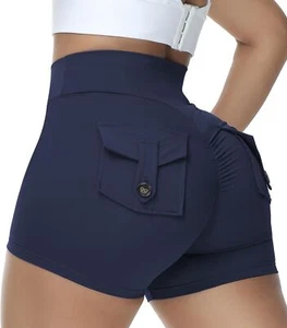Booty Shorts for Women Scrunch Butt Shorts with Pocket Cargo Workout Biker Gy... - Picture 1 of 6
