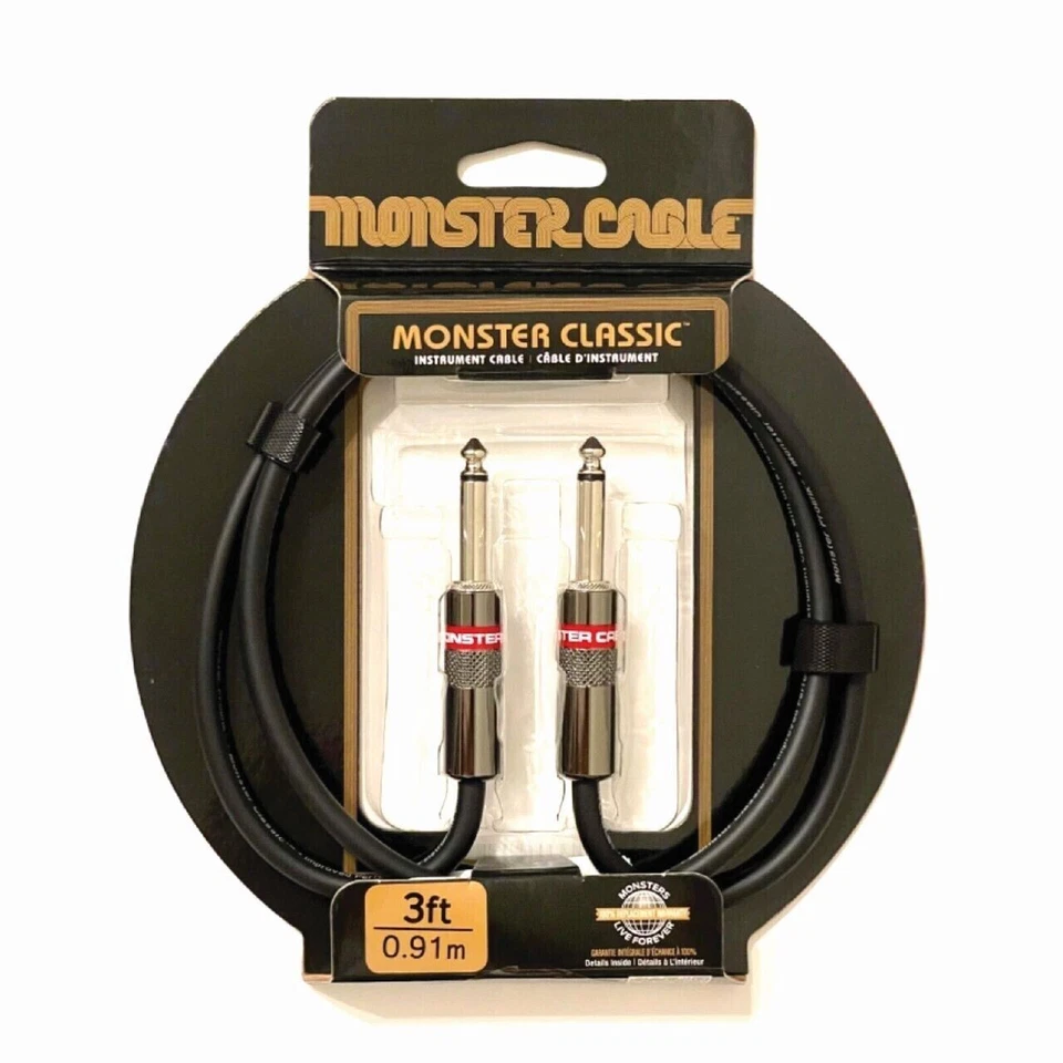 Monster Classic Instrument Cable 3ft Straight Professional Quality 1/4" TS Male - Image 1 of 4