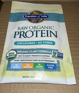 Garden of Life Raw Organic Protein Unflavored No Stevia ONE PACKET .98 oz 12/24 - Picture 1 of 4