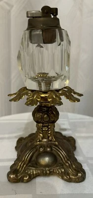 Precioso encendedor de mesa de vidrio transparente Holly Wood Regency Foto 1 de 4