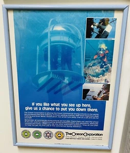The Ocean Corporation Vintage Diving Print AD Custom Framed - Picture 1 of 1