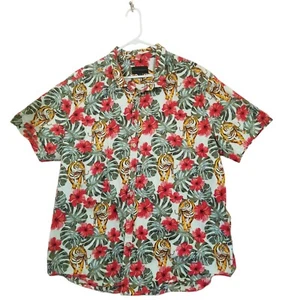 Vintage Men's Hawaiian Button Up Shirt Size 3XL Tropical Tigers - Picture 1 of 10