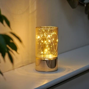 Auraglow Wire Rice Light - Glass Cylinder LED Battery Lantern with Timer Option - Picture 1 of 25