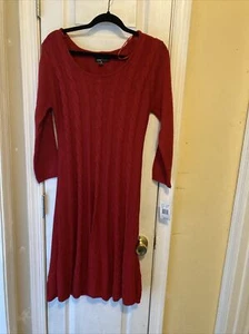 Ronni Nicole Size Medium Red Sweater Pencil Dress NWT V-Neck Mid-legs - Picture 1 of 11