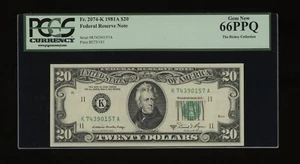 DBR 1981-A $20 FRN Dallas Gem Fr. 2074-K PCGS 66 PPQ Serial K74390157A - Picture 1 of 2