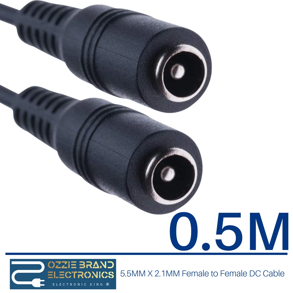 OZZIE BRAND ELECTRONICS 5.5mm x 2.1mm Female to Female Power Extension Lead - 0.5M