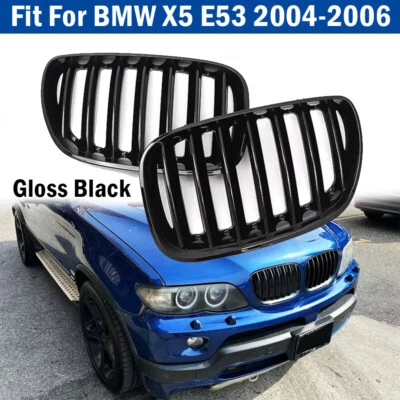 Parachoques delantero ABS negro brillante para BMW X5 E53 2004-2006 parrilla del capó del riñón Foto 1 de 4
