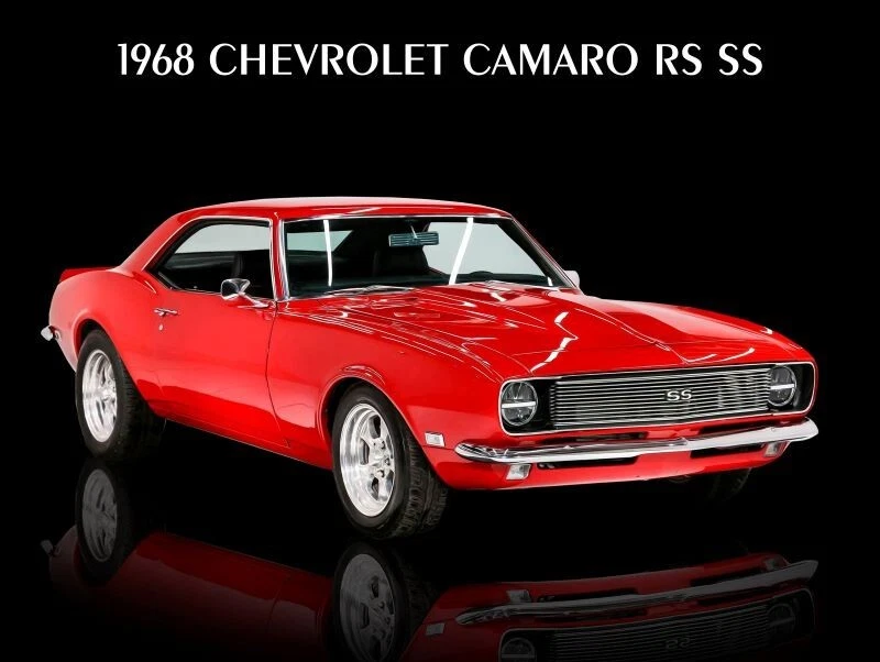 Chevrolet Camaro RS SS 1968 letrero metálico Lg. Tamaño, 12x16: Hot Rod clásico en rojo Foto 1 de 1