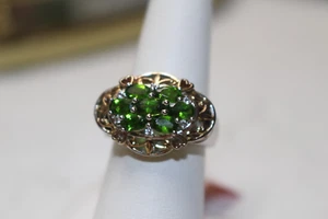 Anillo de topacio blanco y diopsido cromado talla 7 peso: 5,880 nuevo con etiquetas oro 14K/esterlina - Imagen 1 de 8