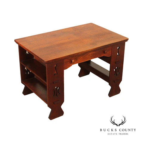 Antique Arts & Crafts Mission Oak Library Table Writing Desk Cover