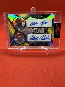 2022 Leaf Exotic Dual Auto  Pete Rose Johnny Bench Prismatic Feathers 1/1