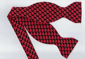 Scottish Terriers Bow tie, Black Scotties on Red Houndstooth, Self-tie Bow tie - Picture 1 of 5