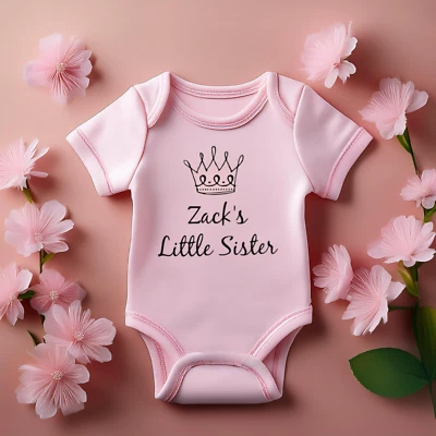 MILLY MOLLY MORLEY PERSONALISIERTE Mädchen Babykleidung PRINZESSIN KRONENWESTE Babygrow Baby Dusche Geschenk