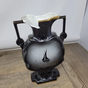 Vintage japanische handbemalte Porzellan Vase mit Griffen - defekt - Bild 1 von 5