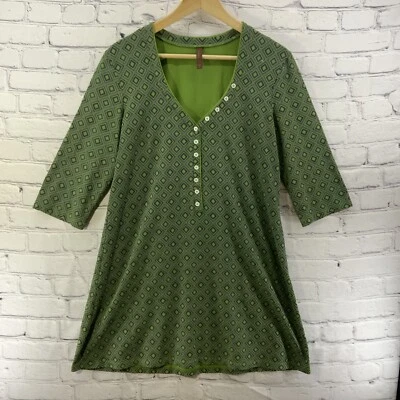 Shimera Blouse Womens Sz M Green Geometric Print Tunic Length  - Image 1 of 4