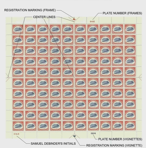 1918 U.S. #C3a INVERTED JENNY FULL SHEET REPRODUCTION G3-C3a Cover