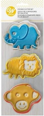 Juego Cortador de Galletas Wilton Animales Safari Elefante León Mono Gris Amarillo Naranja Foto 1 de 2